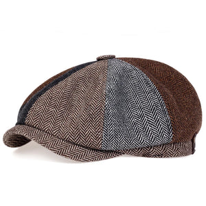 Classic Herringbone Newsboy Flat Cap