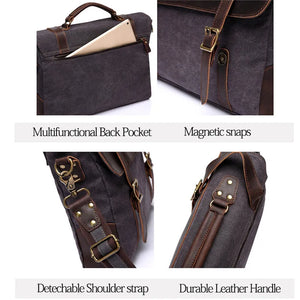 Leather & Canvas Messenger Bag