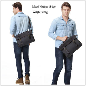 Leather & Canvas Messenger Bag