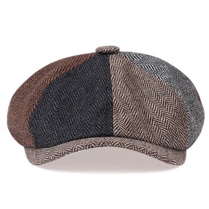 Classic Herringbone Newsboy Flat Cap