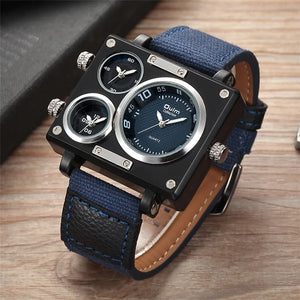 OULM Multiface Wristwatch w/ Leather Band