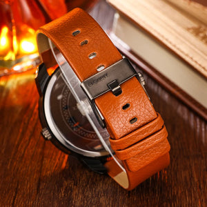 CAGARNY Large Face Wrist Watch w/ Leather Band