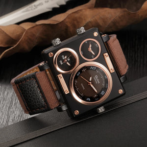 OULM Multiface Wristwatch w/ Leather Band