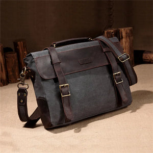 Leather & Canvas Messenger Bag