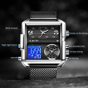 Square Dual Display Military Watch