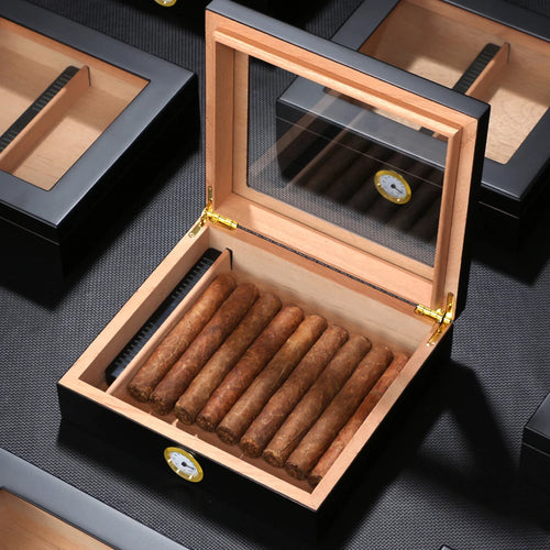 Spanish Cedar Wood Cigar Humidor w/ Hygrometer Humidifier