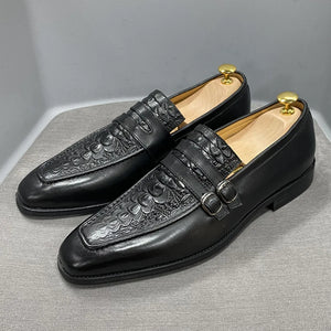 Slip On Double Buckle Brouge Dress Shoes